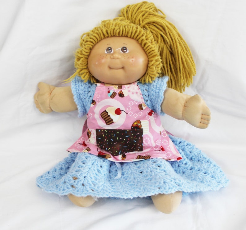 ready to ship Tossed Cupcake Doll Apron with sprinkles pocket