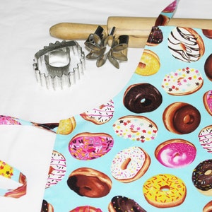 Donuts on Blue Child Apron - ready to ship