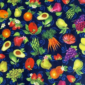 Plus Size Vegetables and Fruits on Navy Apron ready to ship image 4