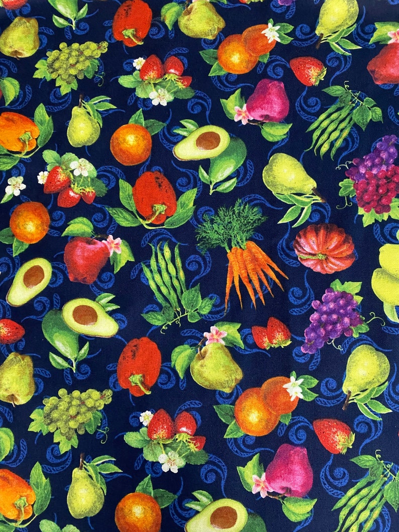 Plus Size Vegetables and Fruits on Navy Apron ready to ship image 4