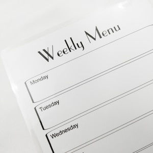 Weekly Menu Dry Erase Menu Meal Planning Board - ready to ship