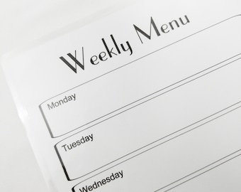 Weekly Menu Dry Erase Menu Meal Planning Board - ready to ship