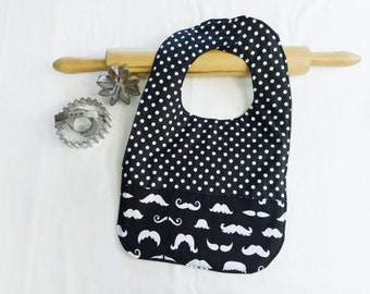 Mustaches and Dots Toddler Bib - ready to ship