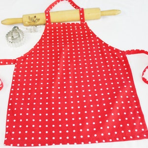 Red and White Polka Dot Child Apron ready to ship image 2