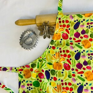 Fruit and Vegetables on Green Youth Size Apron - ready to ship