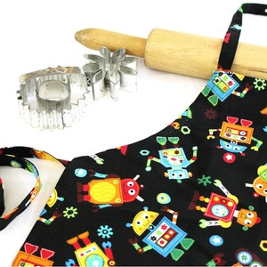 Robot Child Apron and Adjustable Chef Hat ready to ship image 2