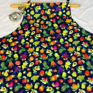 Plus Size Vegetables and Fruits on Navy Apron ready to ship image 3