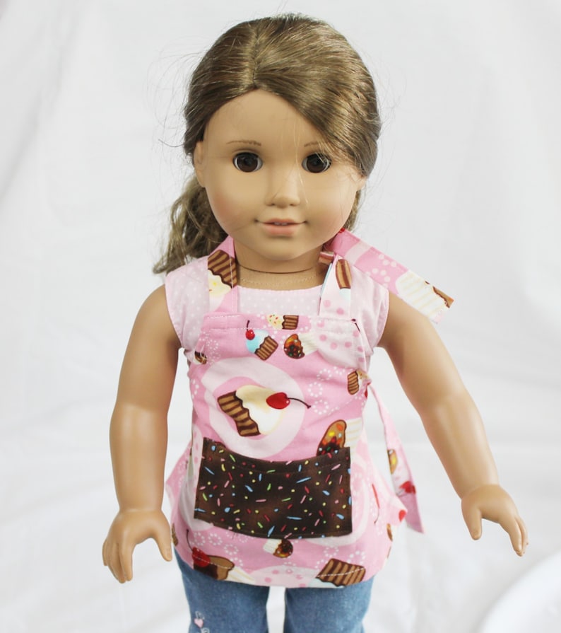 ready to ship Tossed Cupcake Doll Apron with sprinkles pocket