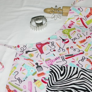 Hair Stylist Adult Apron with zebra pocket - ready to ship