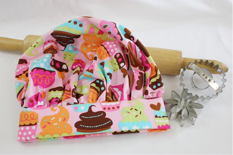 Sweet Cupcakes Child Apron and Adjustable Chef Hat ready to ship pink