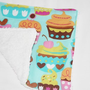 Teal Sweet Cupcakes Toy Washcloth for pretend play - ready to ship