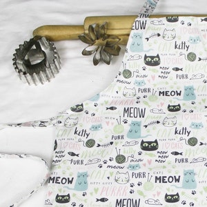 Cats on White Child Apron - ready to ship