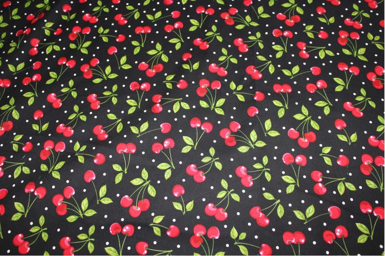 Plus Size Cherries on Black Apron ready to ship image 4