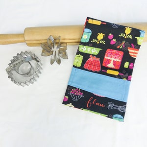 Retro Kitchen Dishes and Appliances Child Size Toy Dish Towel for pretend play - blue stripe - ready to ship