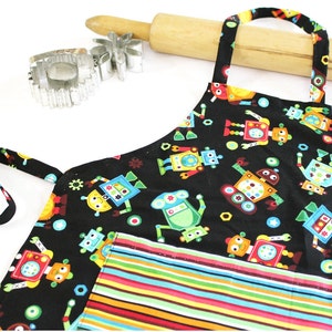 Robots Child Apron with Pocket ready to ship image 1