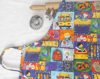 School Buses and Crayons Art Themed Adult Apron - ready to ship