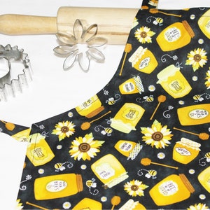 Honey Jars, Bees and Sunflowers Child Apron - ready to ship