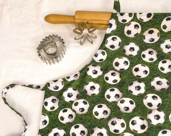 Youth Apron - Soccer Balls on Green - ready to ship