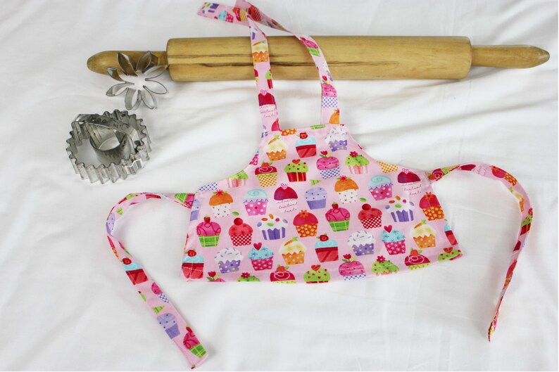 Gourmet Pink Cupcakes Doll Apron ready to ship image 1