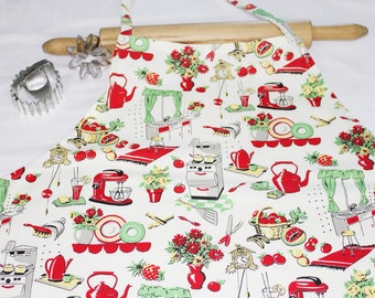 Plus Size Retro Kitchen Appliances Apron - ready to ship