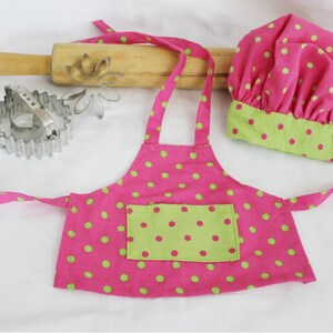 Hot Pink and Neon Green Polka Dot Doll Size Apron and Chef Hat - Etsy