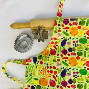 Fruit and Vegetables on Green Child Apron - ready to ship