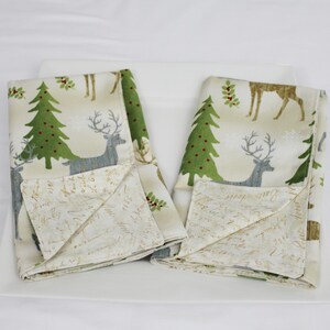Gold and Silver Reindeer Cloth Napkins - Double Sided, Thick and Large - set of 2 - ready to ship