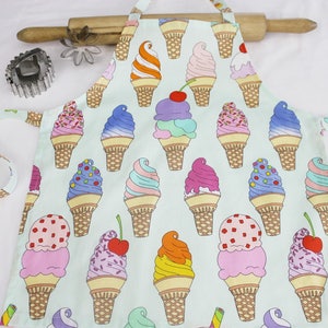 Ice Cream Cones on Mint Child Apron Ready to Ship - Etsy