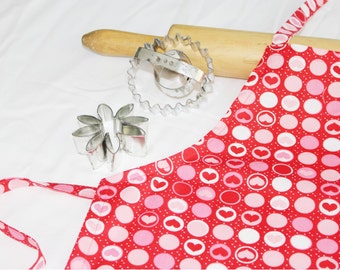 Valentine Hearts and Polka Dots Child Apron - ready to ship