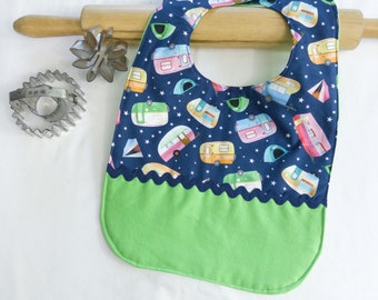 Camping Toddler Bib - green accent - ready to ship