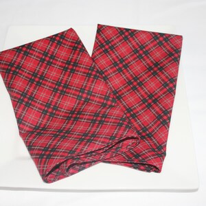 Red Plaid Cloth Napkins - Double Sided, Thick and Large - set of 2 - ready to ship