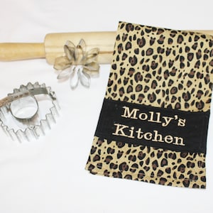 Personalized Cheetah Child Size Toy Dish Towel for pretend play - made to order
