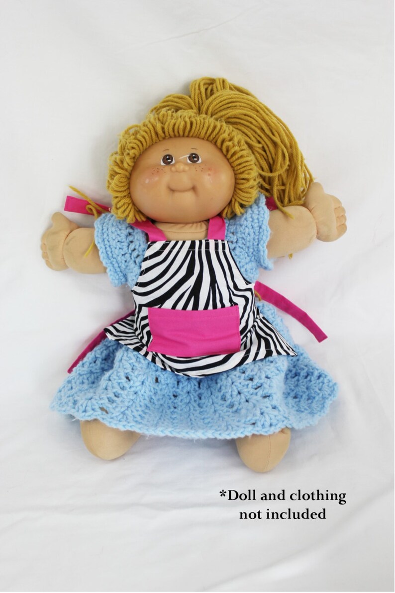 ready to ship Zebra /& Hot Pink Doll Apron