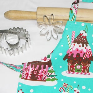Infant Gingerbread House Apron - Aqua - made to order