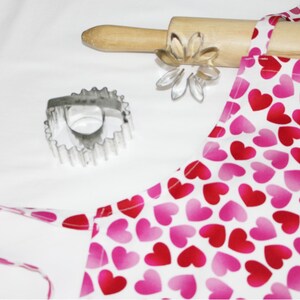 Pink and Red Hearts Child Apron - ready to ship