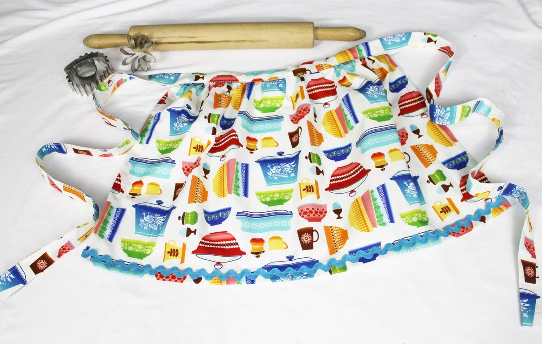 Kitchen Pyrex Dishes Ruffled Adult Apron - Ready to Ship - Etsy
