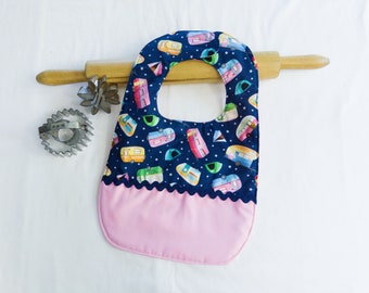 Camping Toddler Bib - pink accent - ready to ship