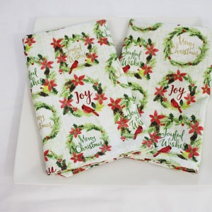 Christmas Wreaths Cloth Napkins - Double Sided, Thick and Large - set of 2 - ready to ship
