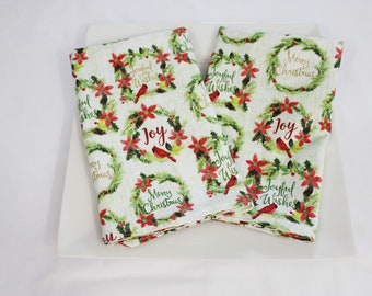 Christmas Wreaths Cloth Napkins - Double Sided, Thick and Large - set of 2 - ready to ship