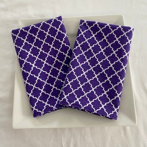 Blue Purple Lattice Cloth Napkins - Double Sided, Thick and Large - set of 2 - ready to ship
