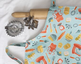 Appliances on Aqua Child Apron - ready to ship