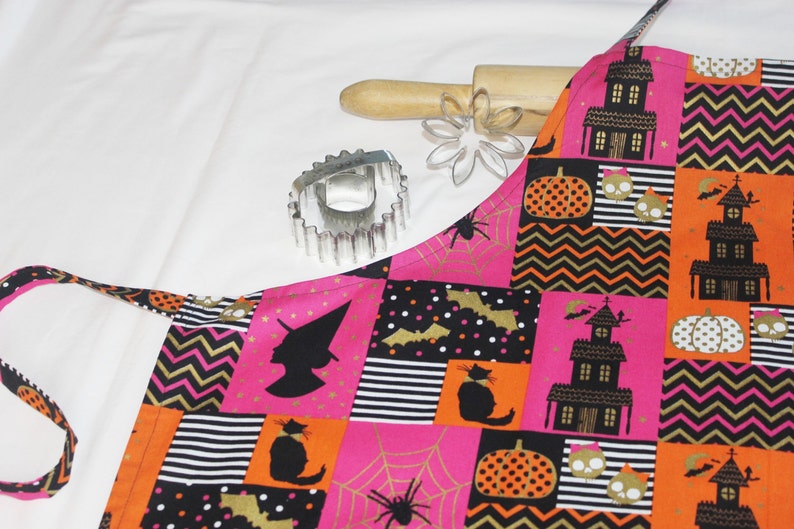 Halloween Orange and Pink Adult Apron ready to ship