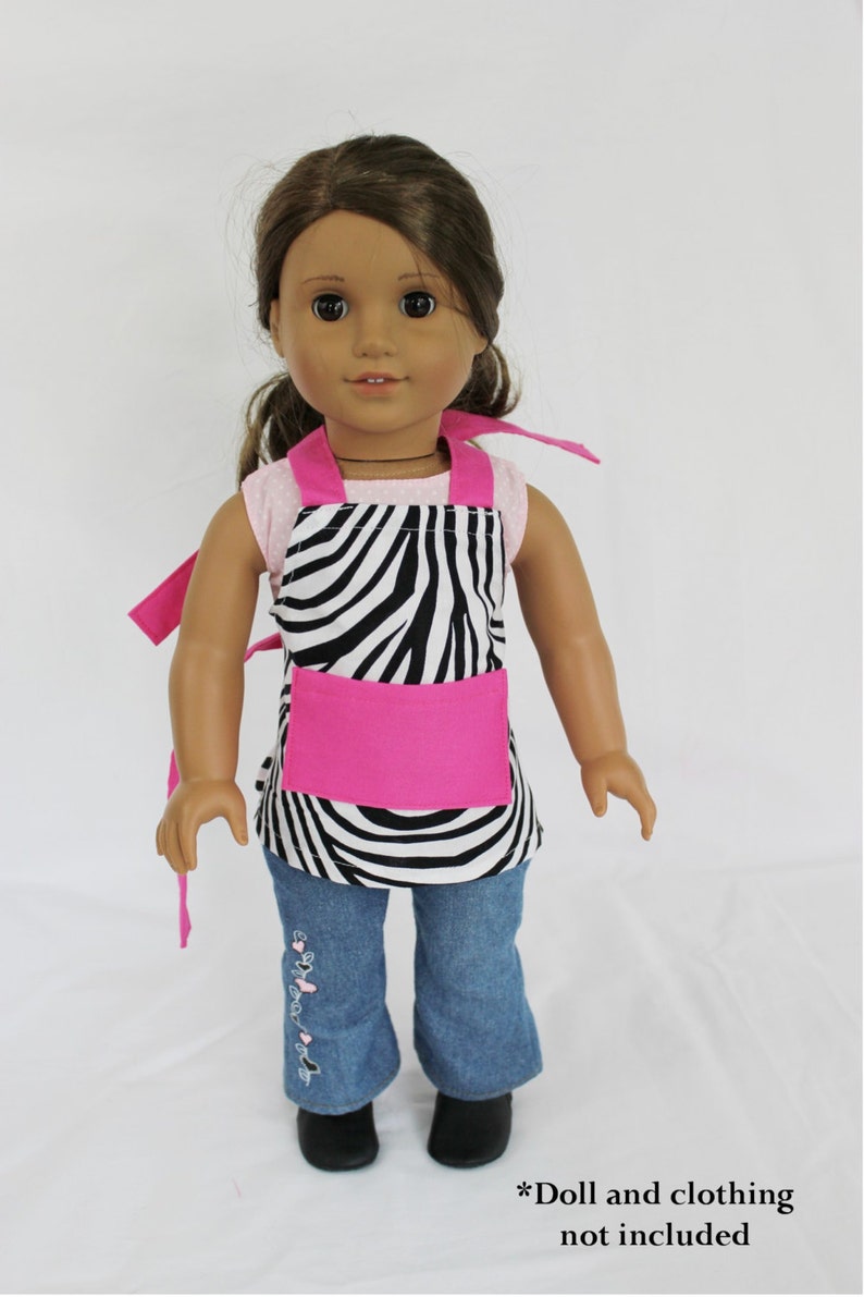 ready to ship Zebra /& Hot Pink Doll Apron