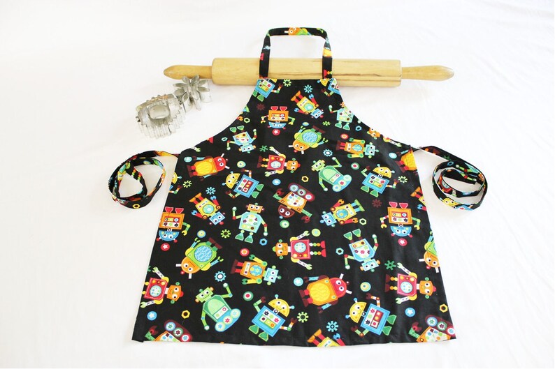Robot Child Apron and Adjustable Chef Hat ready to ship image 4