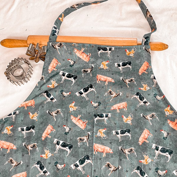 Plus Size Farm Animals Apron - ready to ship