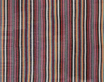 Handwoven Multicolor Striped Kilim Rug – 11x15 Cotton Blend Flatweave