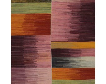 Handwoven Wool Kilim Rug 4x6 | Multicolor Striped Flatweave