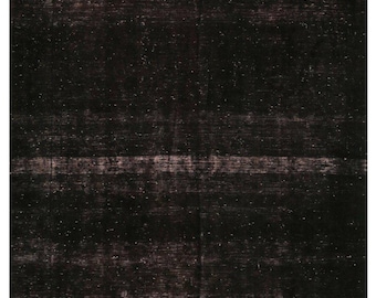 Vintage Overdyed Wool Rug 9x13 – Hand-Knotted Deep Black Distressed One of a Kind Area Rug