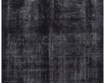 Vintage Distressed Wool Rug 9x12 – Hand-Knotted Charcoal Geometric Area Rug