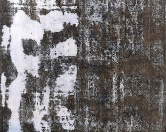 Vintage Distressed Wool Rug 9x11 – Hand-Knotted Brown Gray Geometric One of a Kind Area Rug